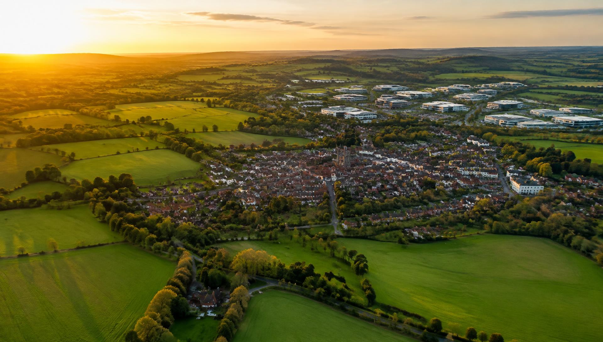 North Hampshire countryside at sunset